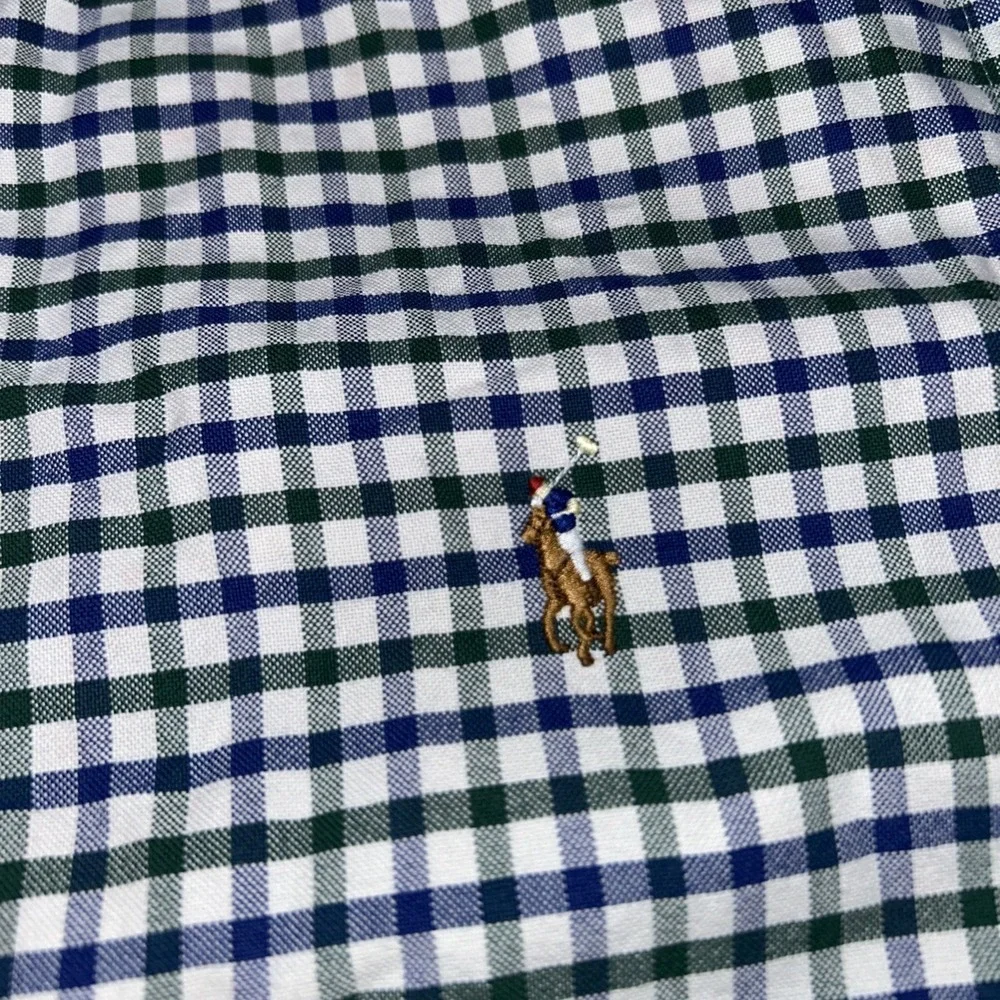 Polo Ralph Lauren Men's Medium Gingham Check Flesh Pony Button Down - Picture 3 of 9